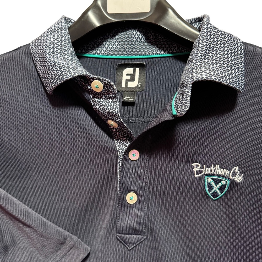 FootJoy Men's Golf Polo Shirt Large Blackthorn Club Performance Golf Activewear